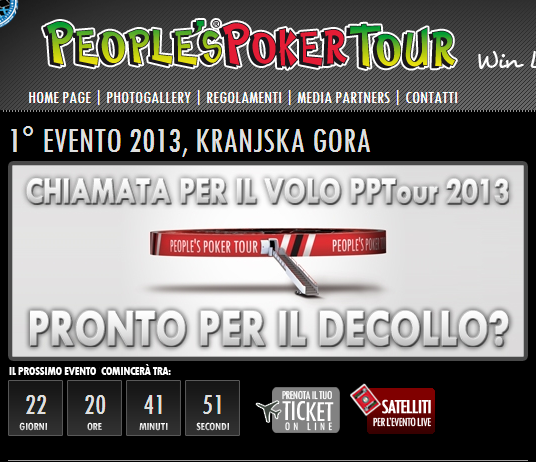 Primo Evento del People’s Poker Tour 2013:  da oggi si può prenotare direttamente online