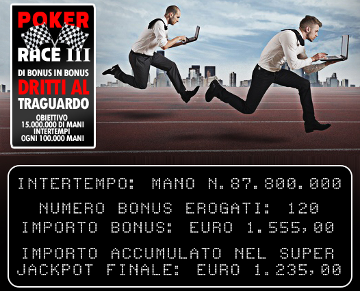 Poker Race III: 3mila Euro già assegnati in 3 milioni di mani!
