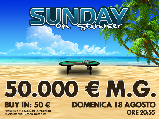 Pronti all’evento più cool dell’estate 2013?  Il 18 Agosto torna il Sunday on Summer da 50mila euro!