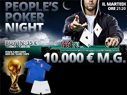 Il People’s Poker Night si tinge d’azzurro, stasera 10mila garantiti e non solo