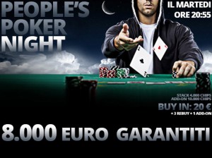 Questa sera scala gli 8.000 Euro garantiti del People’s Poker Night e il pacchetto completo PPTour!