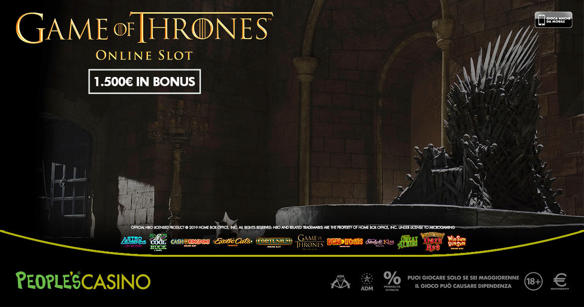 Game of Thrones ispira la promo del People’s Casino: 100 extra bonus in palio