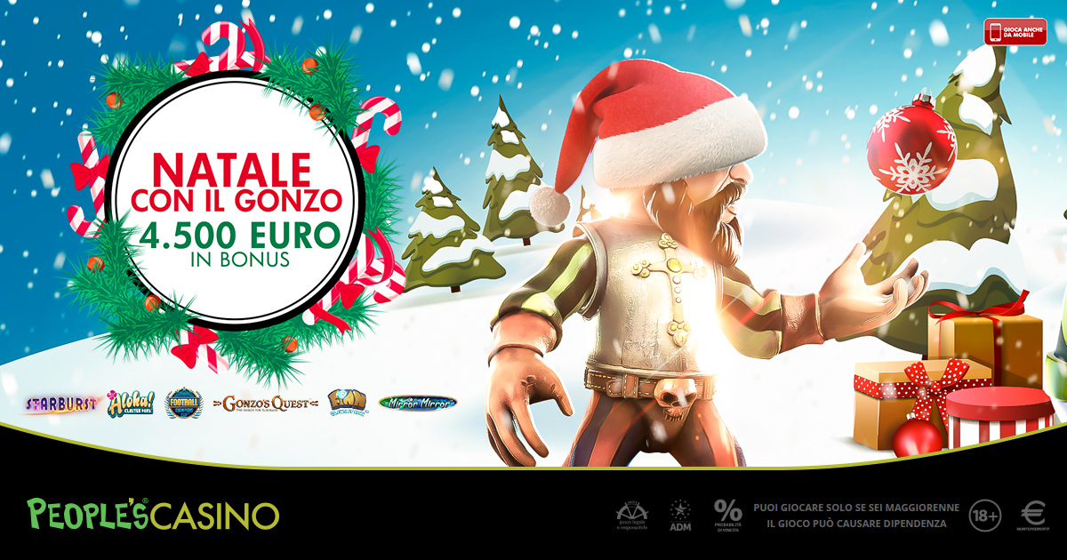 Natale con il Gonzo, fino al 25 la promozione da 4.500 euro del People’s Casino