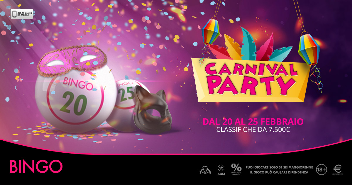 Carnival Party, da Microgame due classifiche e 7.500 euro dedicati al Bingo
