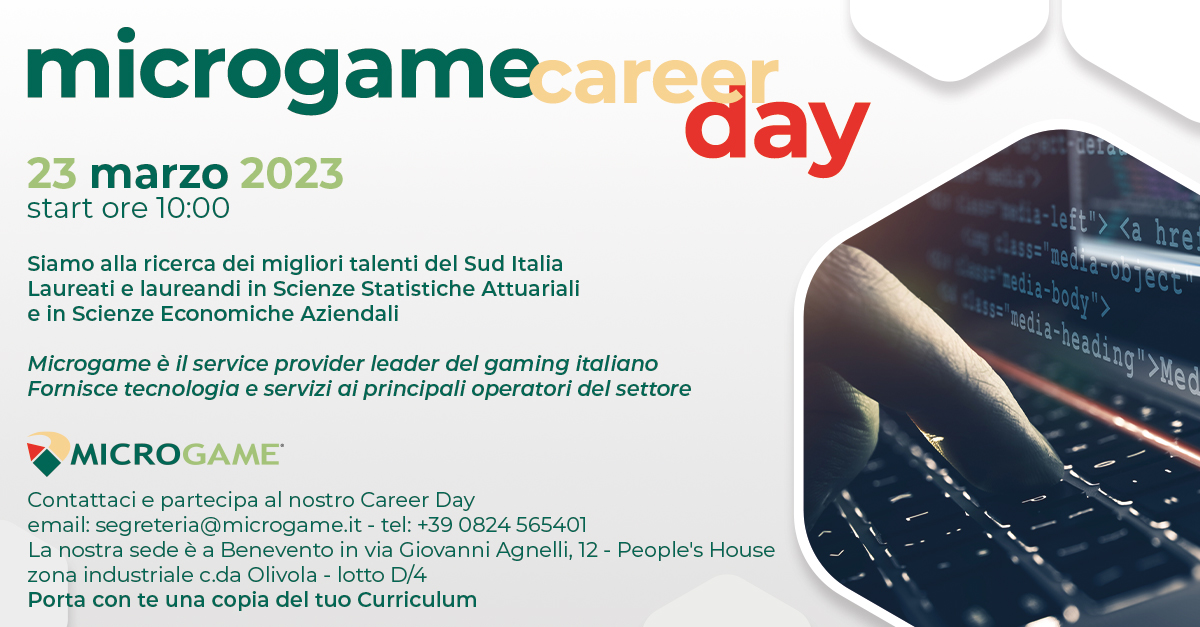 Karyawan baru di Microgame, Career Day diadakan pada tanggal 23 Maret di Benevento